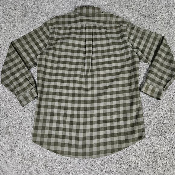 L.L. Bean Flannel Shirt Mens Large Tall LT Green Check Plaid Button Up Work - Picture 2 of 12